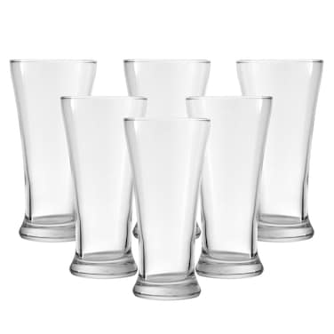Ocean Pilsner Glass Set, 400ml (Item B00914) - Pack of 6   17 cm Tall Premium Crystal-Clear Beer Glasses   Elegant Flared Tumbler Set for Lighter Beers, Cocktails, and Soda
