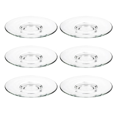 Ocean Kenya Espresso Saucer Set, 4 1/4 Inch (Item P01672) - Pack of 6   Premium Crystal-Clear Glass Mini Saucers   Elegant Replacement Glass Coaster Set for Small Espresso Cups by Ocean
