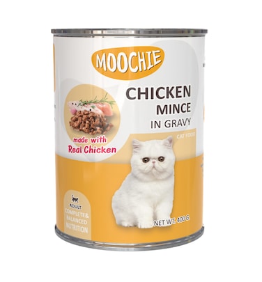 Moochie Mince With Chicken Cat Wet Food Can 400g  Pack of 12