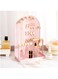 ProCase Cute Jewelry Organizer Stand Earring Holder Organizer for Dorm, Aesthetic Necklace Stand with 6 Removable Wood Hooks, Small Jewelry Display Rack with Bottom Tray for Bracelets Rings -Pink