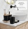 Bathroom Accessories Set 6 Piece Bath Ensemble Includes Soap Dispenser, Toothbrush Holder, Toothbrush Cup, Soap Dish for Decorative Countertop and Housewarming Gift (Black Square)