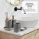Bathroom Accessories Set 6 Piece Bath Ensemble Includes Soap Dispenser, Toothbrush Holder, Toothbrush Cup, Soap Dish for Decorative Countertop and Housewarming Gift (Grey Square)