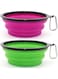 SLSON Dog Bowl Pet Collapsible Bowls, 2 Pack Collapsible Dog Water Bowls for Cats Dogs, Portable Pet Feeding Watering Dish for Walking Parking Traveling with 2 Carabiners (Large, Green+Purple)
