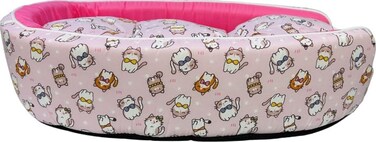 Coco Kindi Round Shape Washable Cotton Bed Size#3 Kitty Pattern