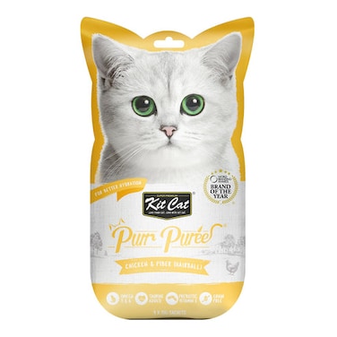 Kit Cat Purr Puree Chicken &amp; fibre Hairball Cat Treats - 4x15G