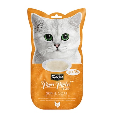Kit Cat Purr Puree Plus Skin &amp; Coat chicken  Cat Treats - 4x15G