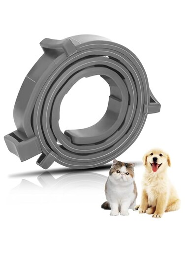 Jemey Pet Collar, 63cm Adjustable Cats Dogs Collar, Waterproof Pets Collar for Flea and Tick Treatment and Prevention - One Size Fits All Cats Dogs (Grey)