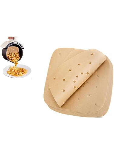 Duomama 100 PCS Unbleached Square Air Fryer Parchment Paper Liners - 8.5 inch,for Air Fryer and Steaming Basket