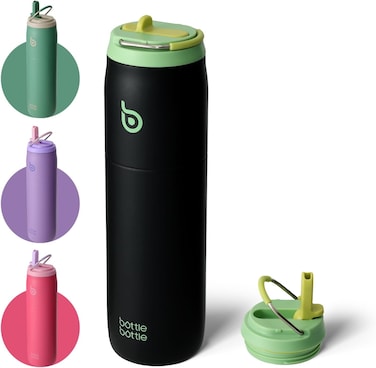 BOTTLE BOTTLE Stainless Steel Water Bottle with Straw Lid and Handle 32 oz Vacuum Insulated Cup for Sports Travel Gym Hiking, Leak-Proof Wide Mouth Water Bottles for Men,aurora green