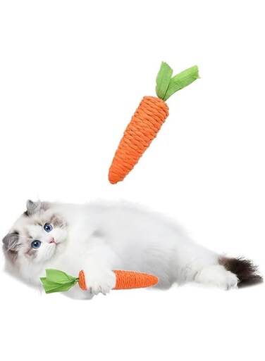 Cat Toy,Cat Chew Toy, Carrot Shapes Rope Toys with Sounding Parcels Interactive Cat Toys,Bite and play and Clean Teeth with kittens