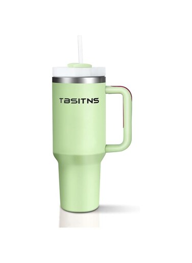 TBSITNS Car Mug,Tumbler with Handle &amp; Straw 40 oz Twist On 3-Way Lid Cupholder Compatible for Travel Insulated Stainless Steel Cup BPA-Free(304 Stainless Steel 40oz Green)
