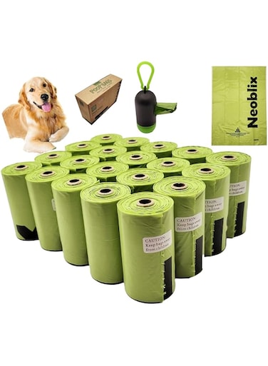 Neoblix Dog Poop Bags Linen Scented with Dispenser 20 Rolls 300pcs of Extra Thick and Strong Poo Bags for Doggy Cat Puppy Biodegradable 100% leak Proof Eco- Friendly Dog Waste Bags, Pet Supplies