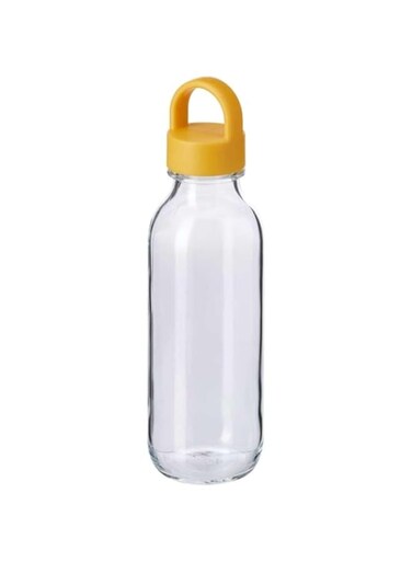 Digital Shoppy FORMSK&Ouml;N Water bottle, clear glass/yellow 0.5 l.
