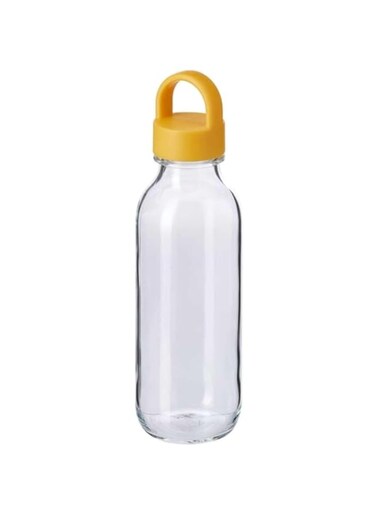 Digital Shoppy FORMSK&Ouml;N Water bottle, clear glass/yellow 0.5 l.