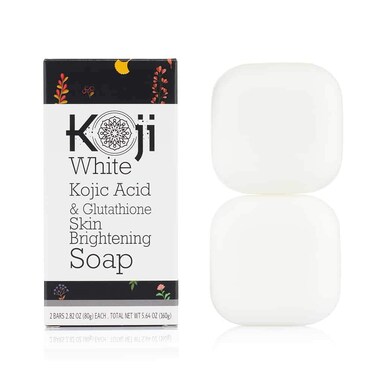 Koji WhiteKojic Acid &amp; Glutathione Skin Brightening Soap for Body &amp; Face Exfoliating, Hydrating and Cleansing Bar for Reduce the Appearance of Fine Lines and Wrinkles, Vegan, 2.82 oz (2 Bars)
