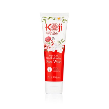 Koji White Kojic Acid Skin Brightening Face Wash for Exfoliating Face, Hydrating Face Moisturizer, Vegan Face Wash, Even Skin Tone with Vitamin C, Flower Extracts, Vitamin E, 2.54 Fl Oz