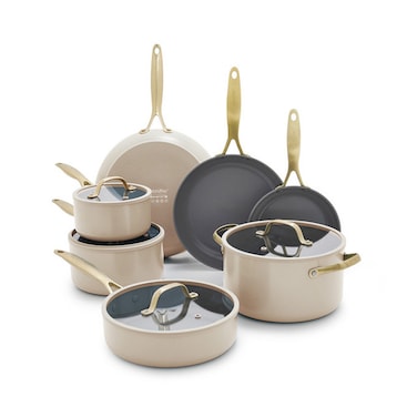 GreenPan 11-Piece Jewel Pro Collection Ceramic Nonstick Cookware Set &ndash; Color Taupe PFAS-Free