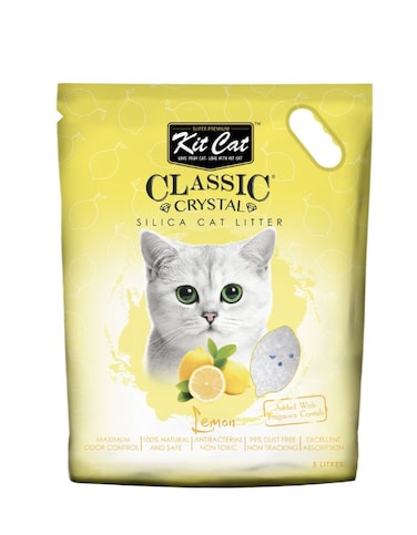 Kit Cat Classic Crystal Cat Litter &ndash; Lemon Scented, 5L   Odor Control &amp; Clumping