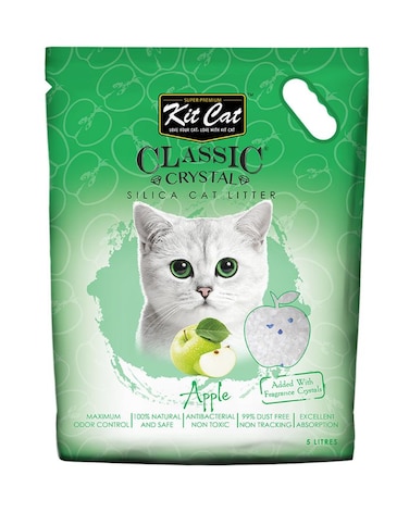 Kit Cat Classic Crystal Cat Litter &ndash; Apple Scented 5L   Odor Control &amp; Dust Free