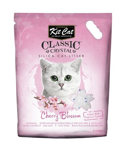 Kit Cat Classic Crystal Cat Litter &ndash; Cherry Blossom Scented 5L   Odor Control &amp; Dust Free