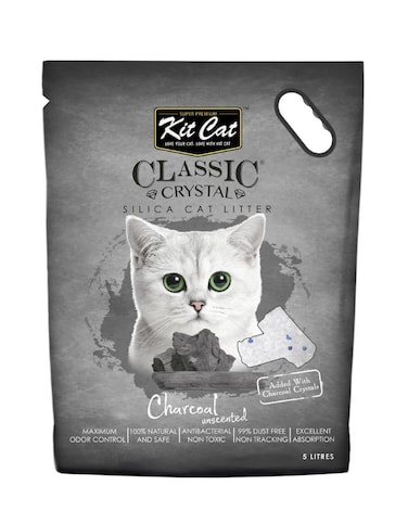 Kit Cat Classic Crystal Cat Litter &ndash; Charcoal Unscented 5L   Odor Control &amp; Dust Free