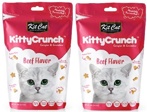 pack of 2 Kit Cat Kitty Crunch Beef Flavor 60g