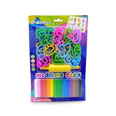 Lasertec Modeling Clay Set With 15 Round Sticks And Arabic Alphabet Card, Creative Learning Activity