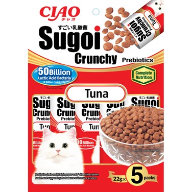 Inaba CIAO Sugoi Crunchy Tuna Flavor Plus Prebiotics  Pack of 6
