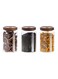 Airtight Glass Storage Jar with Acacia Wood Air-tight Lid ,3 Pack Borosilicate Glass Kitchen Canisters 800ml