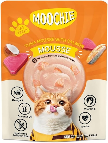 Moochie Tuna Mousse with Salmon Pouch 70g  Pack of 12