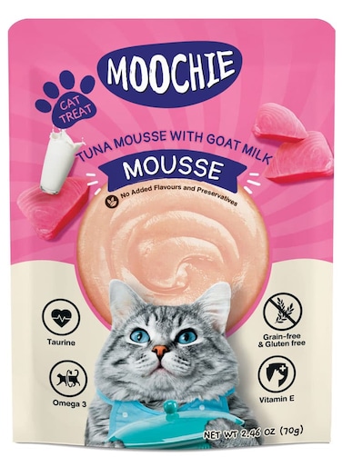 Moochie Tuna Mousse with Goat Milk Pouch 70g  Pack of 12