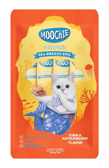 Moochie Sea Breeze Epic Tuna &amp; Katsuobushi Flavor 5x15g - pouch  Pack of 12