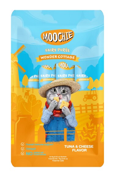 Moochie Wonder Cottage Tuna &amp; Cheese Flavor 5x15g - pouch  Pack of 12