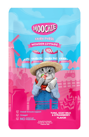 Moochie Wonder Cottage Tuna, Goat Milk &amp; Strawberry Flavor 15g - pouch  Pack of 12