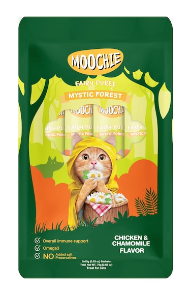 Moochie Mystic Forest Chicken &amp; Chamomile Flavor 5x15g - pouch  Pack of 12
