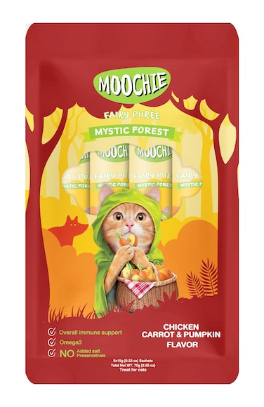 Moochie Mystic Forest Chicken, Carrot &amp; Pumpkin Flavor 5x15g - pouch  Pack of 12