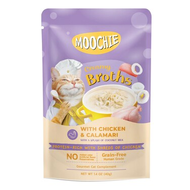 Moochie Kitten Creamy Broth With Chicken &amp; Calamari 40g - pouch  Pack of 12
