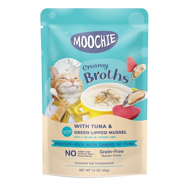 Moochie Kitten Creamy Broth With Tuna &amp; Green-Lipped Mussel 40g - pouch  Pack of 12
