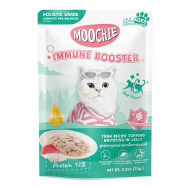 Moochie Tuna Recipe Topping Whitefish In Jelly Cat Food for Immune Booster 70g  Pack of 12