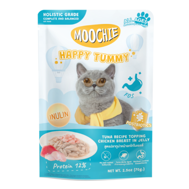 Moochie Tuna Recipe Topping Chicken Breast In Jelly Cat Food for Happy Tummy/Digestion 70g  Pack of 12
