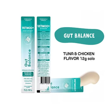 Moochie Vetmoo + Tuna &amp; Chicken Flavor Gut Balance Cat Food Supplements  Pack of 12