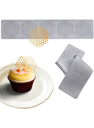 Oasisgalore Honeycomb Molds Silicone (2 PCS) Tuile Fondant Molds with Hollow 3D Beehive Candy Lace Silicone Molds for Baking, Polymer Clay, Sugar Craft Dessert Cupcake Cake Decorating