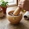 Billi Wooden Mortar and Pestle Rubberwood Spice Grinder Set 15cm &ndash; Manual Herb Crusher for Garlic, Masala &amp; Spices, Durable Natural Wood Kitchen Grinding Tool