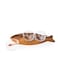 Billi Fish-Shaped Acacia Wood Condiment Set &ndash; Includes 3 Glass Bowls and 3 Wooden Spoons, W18.5 x L40.5 x H6.2 cm &ndash; Stylish Acacia Wood Serving Tray for Sauces, Spices, and Snacks