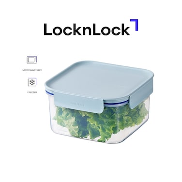 LocknLock Classic Plus Square Food Container 1.25L &ndash; Mint, 4-Side Locking, Stackable &amp; Leakproof