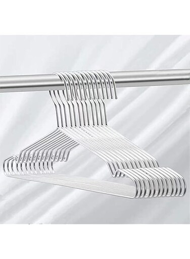 DELFINO Coat Hangers Clothes 10 Pack Wire Hangers Heavy Duty Stainless Steel Hangers with Non Slip Grooves, Shirt, Clothes Ultra Thin Metal Hangers Space Saving Clothing Hanger 16.5 Inch