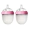 Comotomo Soft Hygienic Silicone Natural Feel Baby Feeding Bottle Pink/White 150ml, Pack of 2's