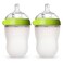 Comotomo Soft Hygienic Silicone Natural Feel Baby Feeding Bottle Green/White 250ml, Pack of 2's
