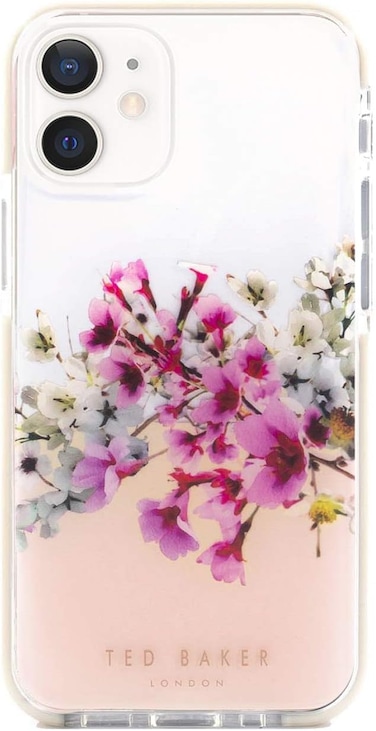 TED Baker iPhone 12 Mini Anti-Shock Floral Case, Elegant Drop Protection Cover, Tpu Bumper, Wireless Charging Compatible, Women/Girls Phone Case, Jasmine Clear