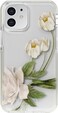 TED Baker iPhone 12 Mini Anti-Shock Floral Case, Elegant Drop Protection Cover, Tpu Bumper, Wireless Charging Compatible, Women/Girls Phone Case, Elderflower Clear